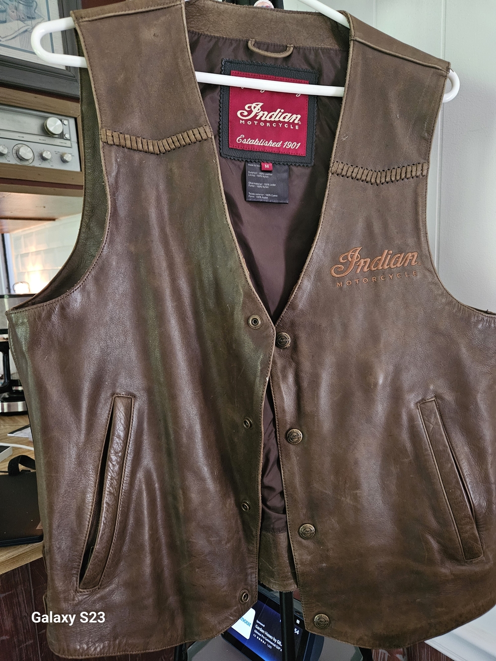 Indian Motorcycle Men's Brown Leather Vest
